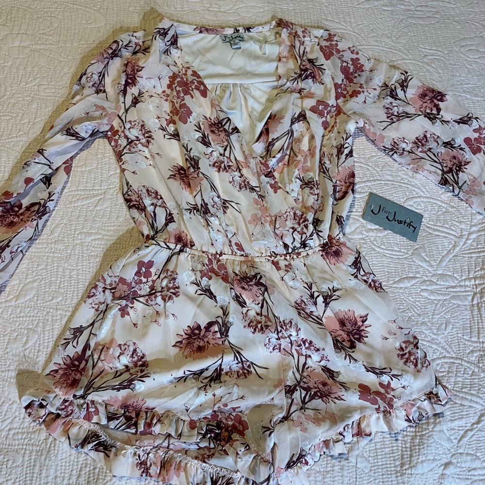 J for Justify Cream Dress with Pink Floral Print